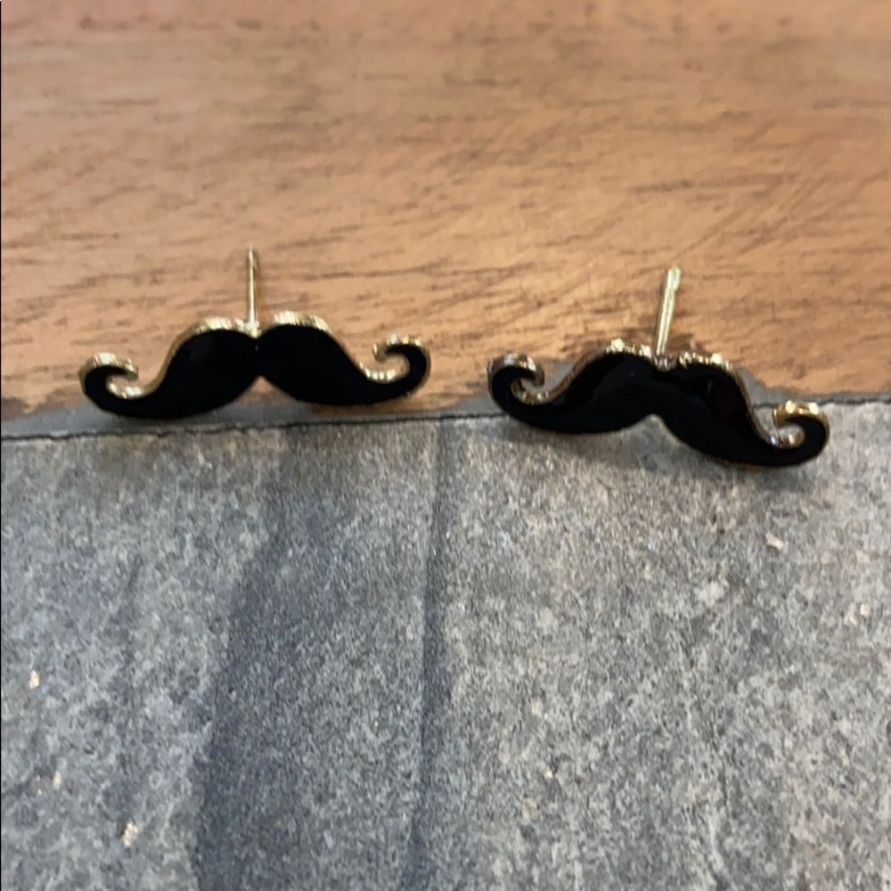 Mustache earrings black